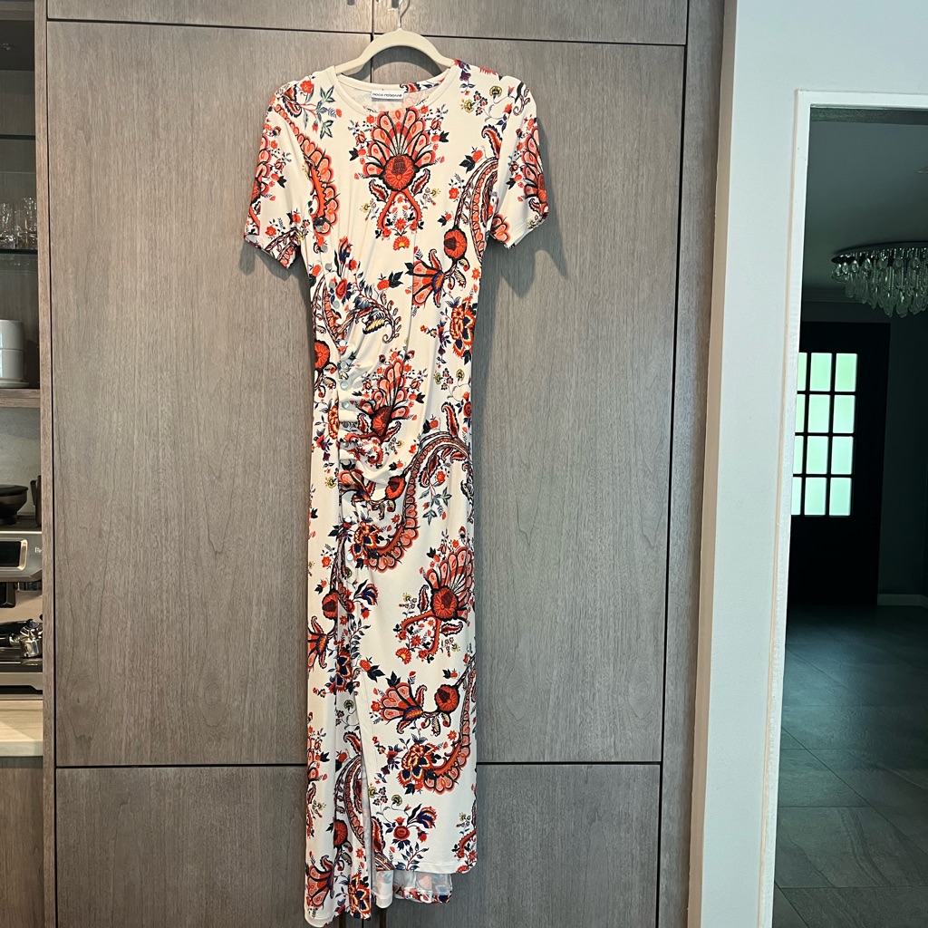 Paco Rabanne White Paisley Short Sleeve Dress
